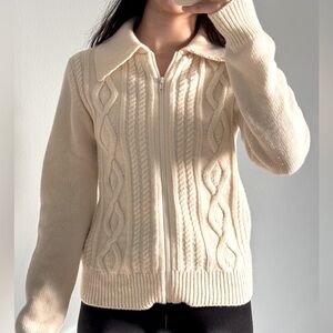 Brandy Melville Cream Cable Knit Cardigan